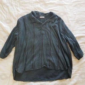 Free People 3/4 sleeve plaid shirt